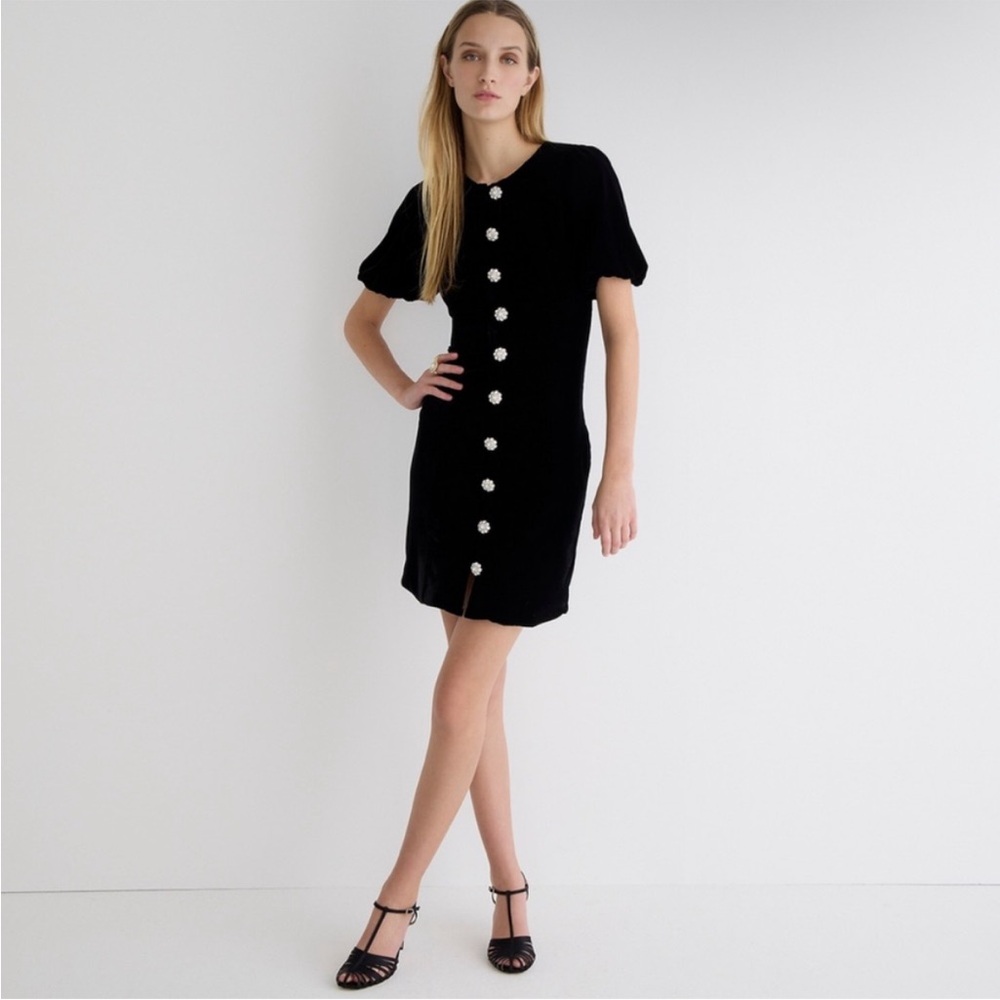 J.Crew Collection Velvet Jeweled button-front mini dress